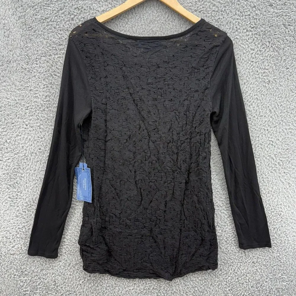 Simply Vera Wang Pure Night‎ Black Lace Lined Sweater Womens M Long Sleeve NWT